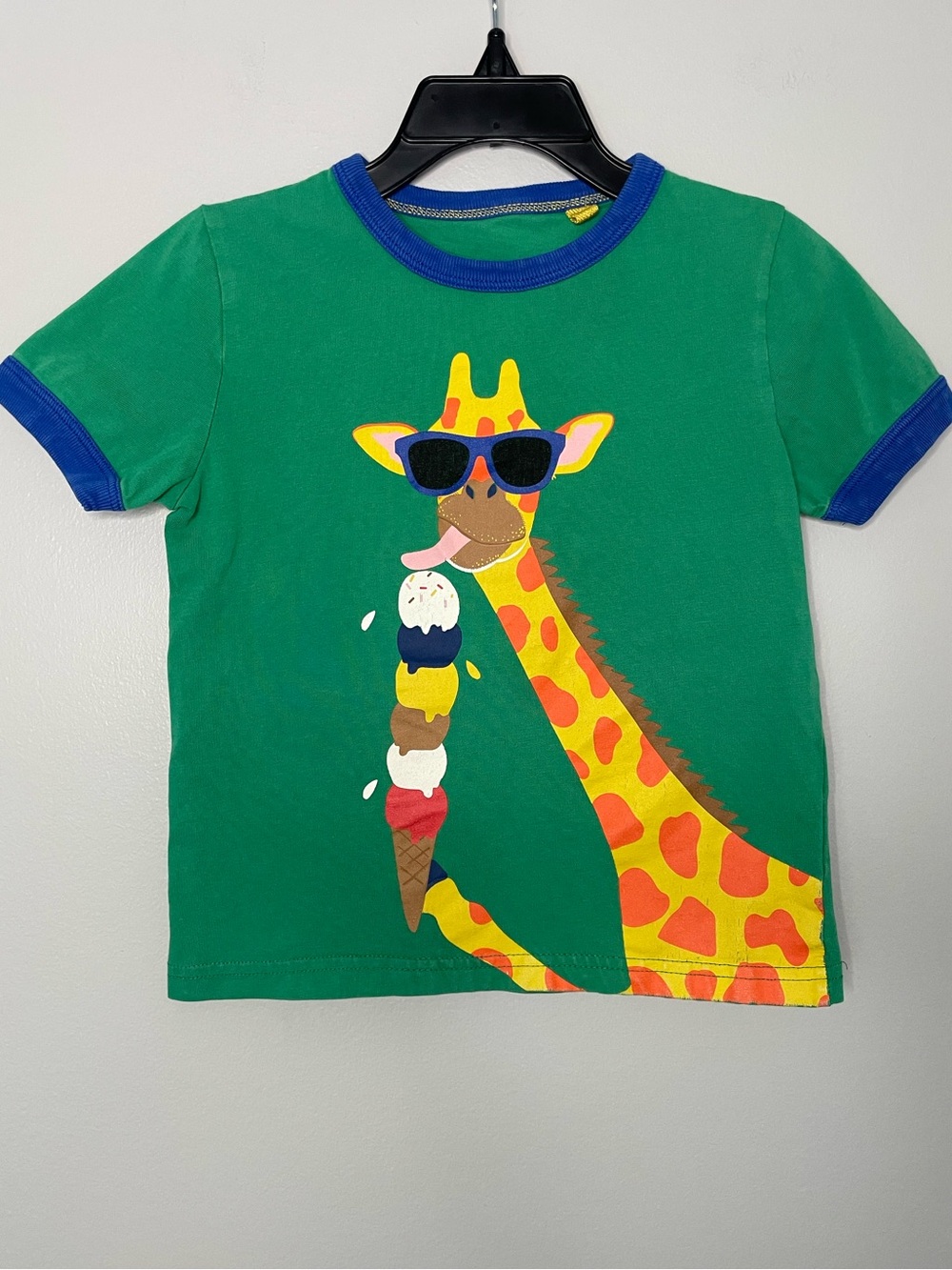 Mini Boden Fun Giraffe Graphic Short Sleeve Ringer T-Shirt
